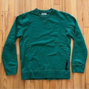 Onitsuka Tiger Asics Green Crewneck Sweater Midweight Longsleeve Pullover Solid